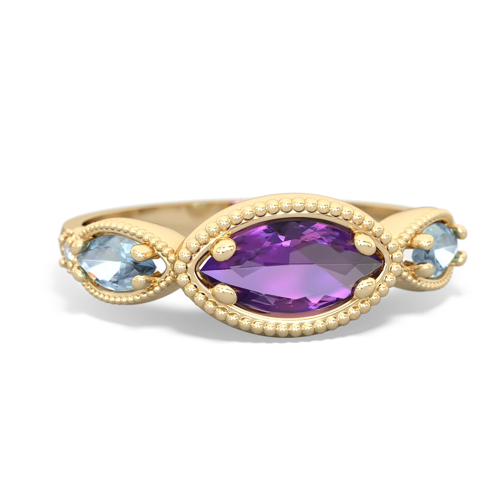 Amethyst Milgrain Marquise 14K Yellow Gold ring R5700