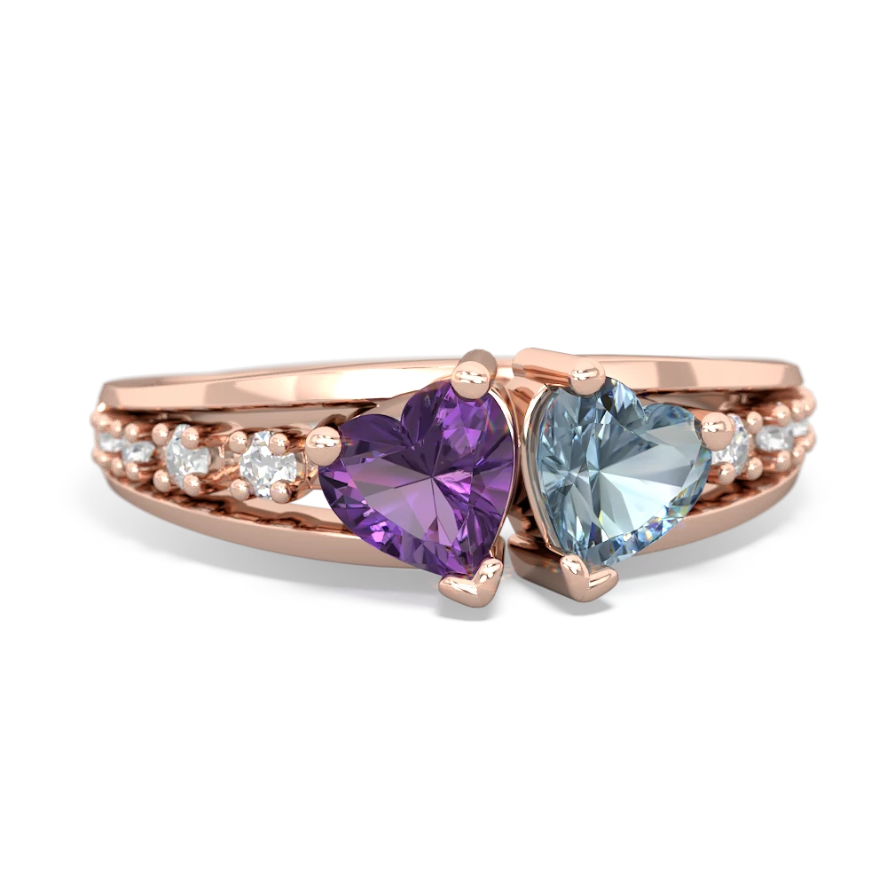 Amethyst Heart To Heart 14K Rose Gold ring R3342