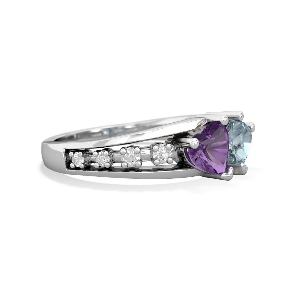 Amethyst Heart To Heart 14K White Gold ring R3342