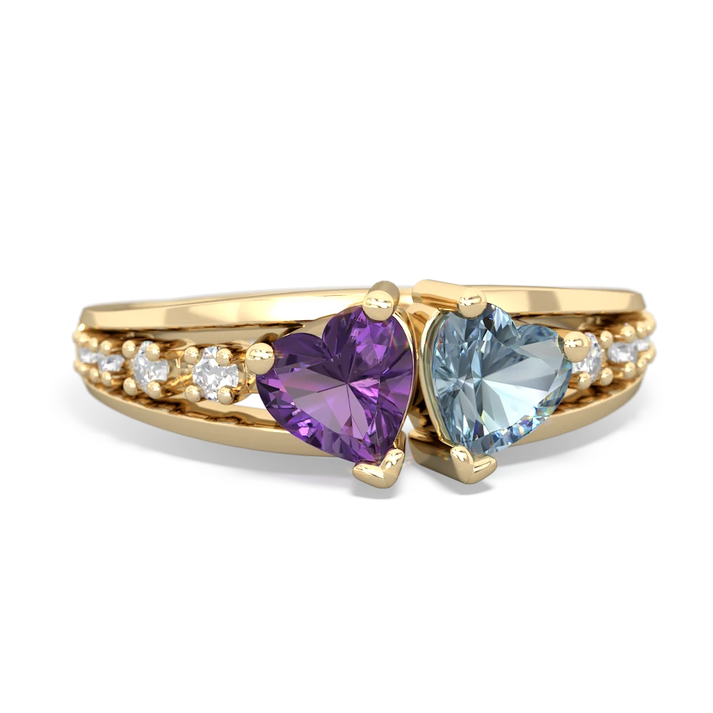 Amethyst Heart To Heart 14K Yellow Gold ring R3342