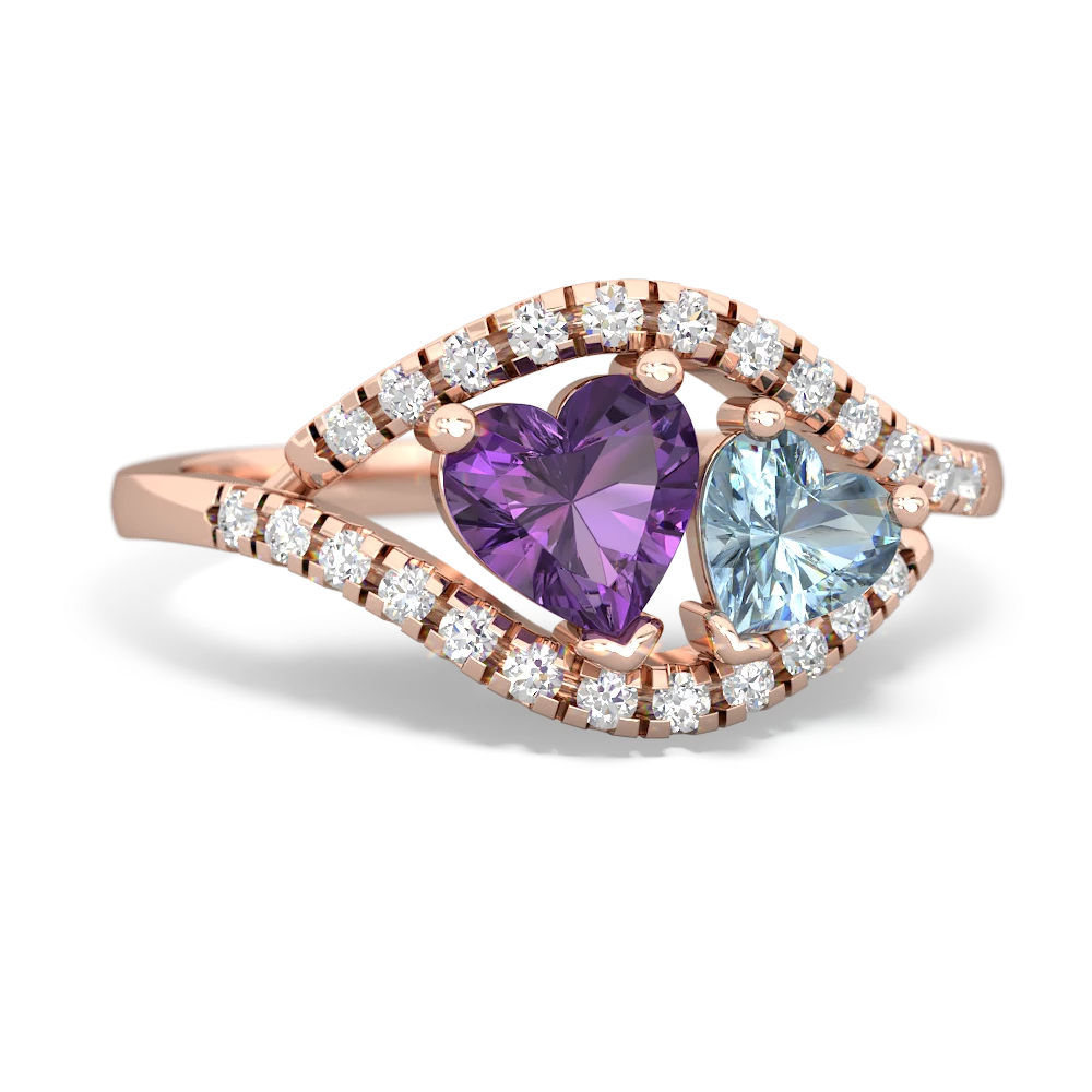 Amethyst Mother And Child 14K Rose Gold ring R3010