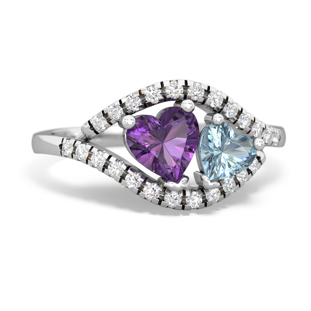 Amethyst Mother And Child 14K White Gold ring R3010