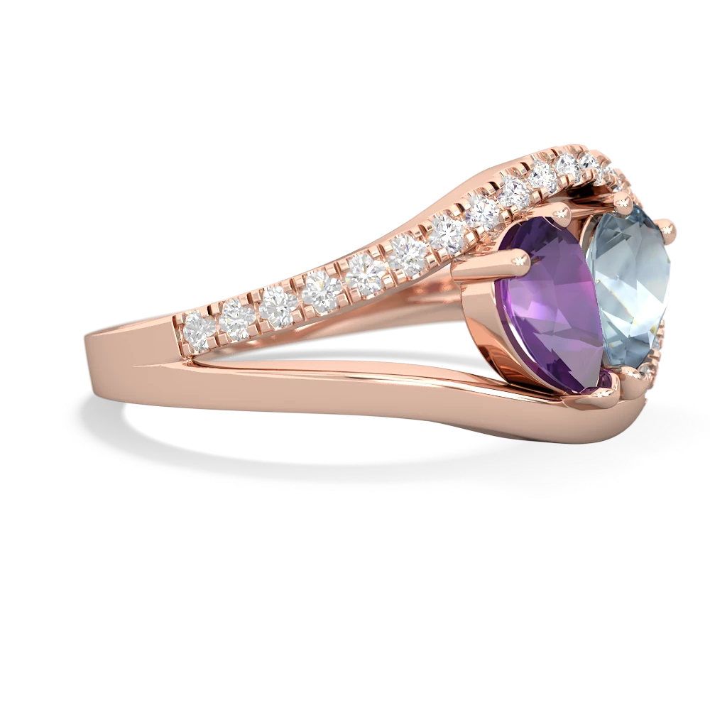 Amethyst Nestled Heart Keepsake 14K Rose Gold ring R5650