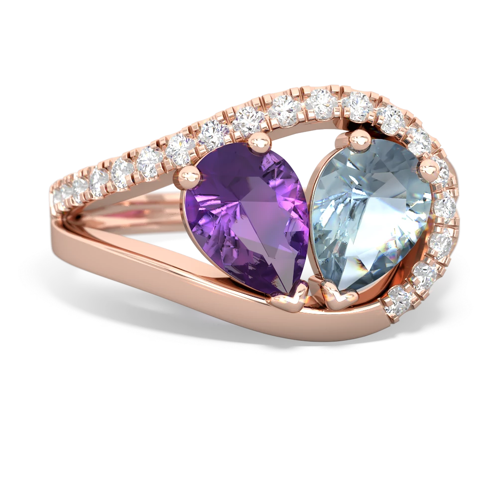 Amethyst Nestled Heart Keepsake 14K Rose Gold ring R5650