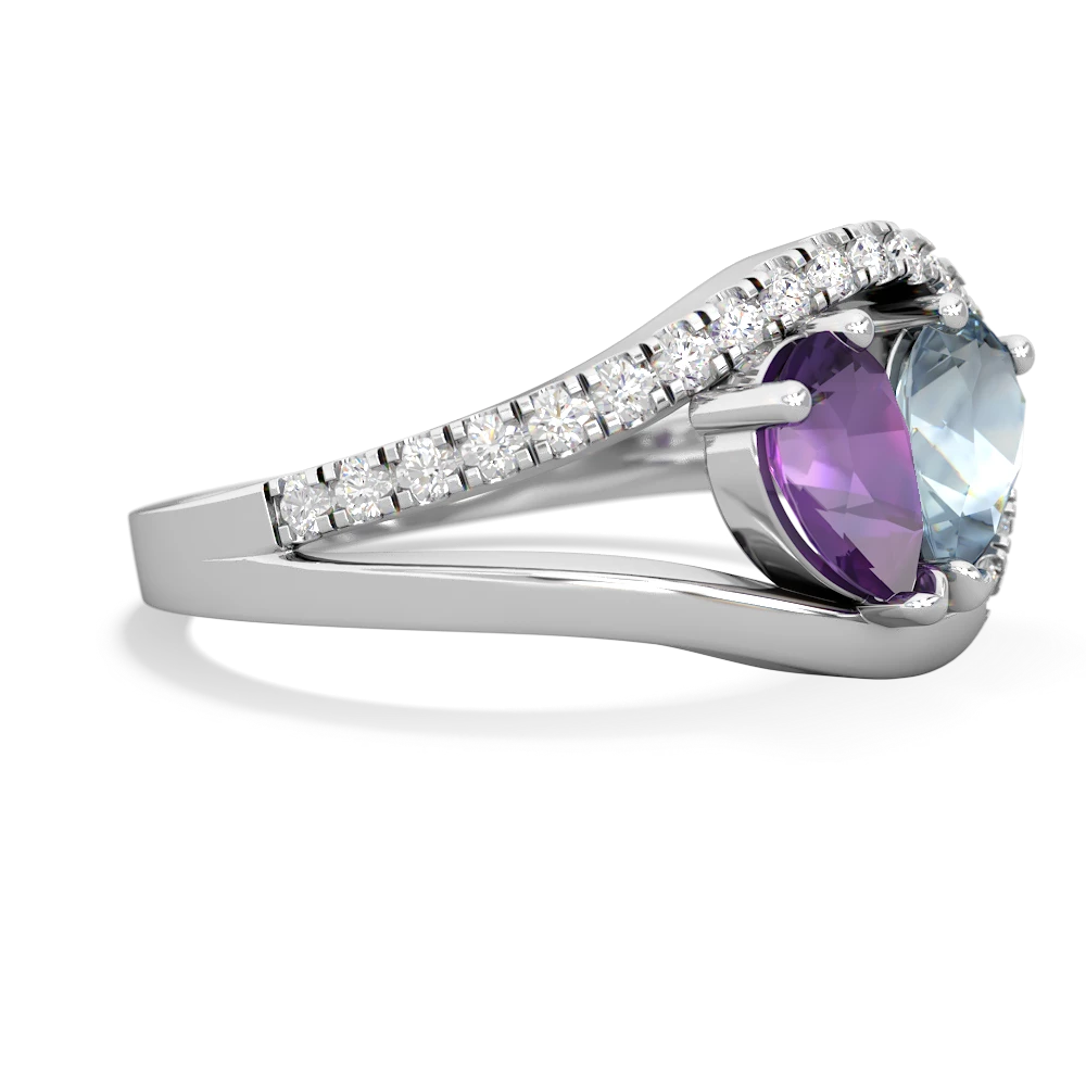 Amethyst Nestled Heart Keepsake 14K White Gold ring R5650