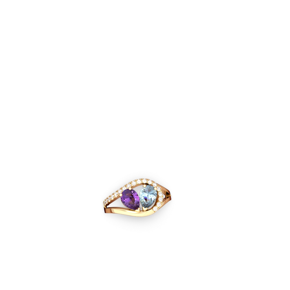 Amethyst Nestled Heart Keepsake 14K Yellow Gold ring R5650