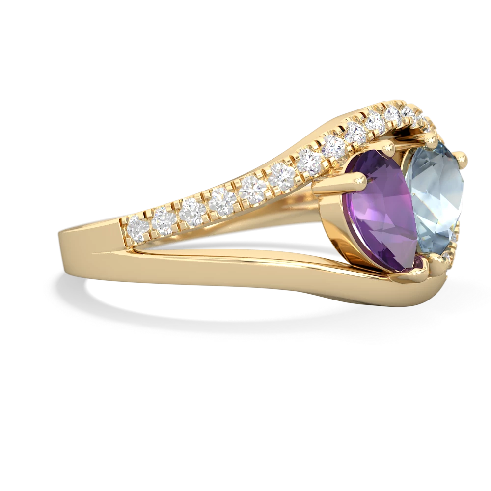 Amethyst Nestled Heart Keepsake 14K Yellow Gold ring R5650