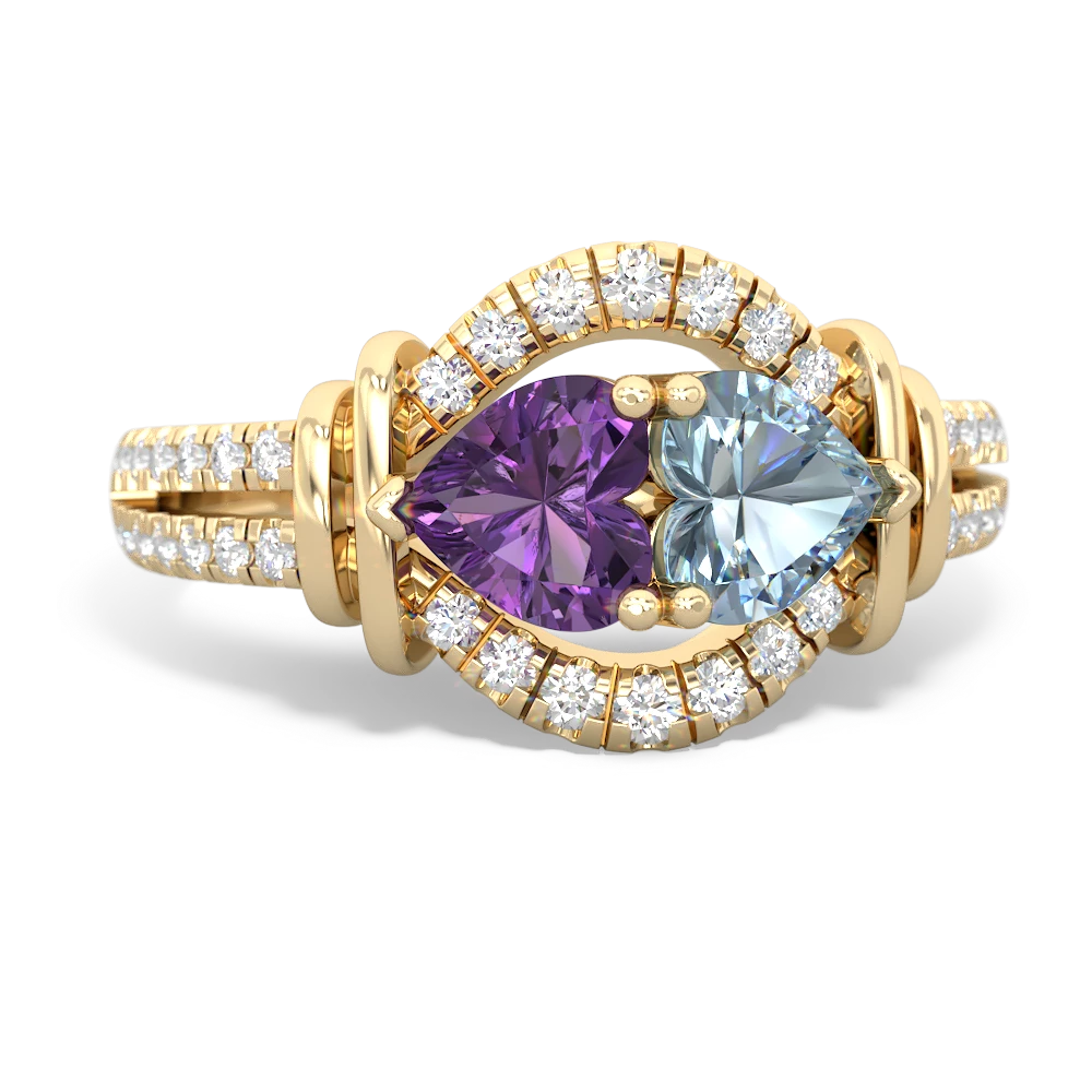 Amethyst Art-Deco Keepsake 14K Yellow Gold ring R5630