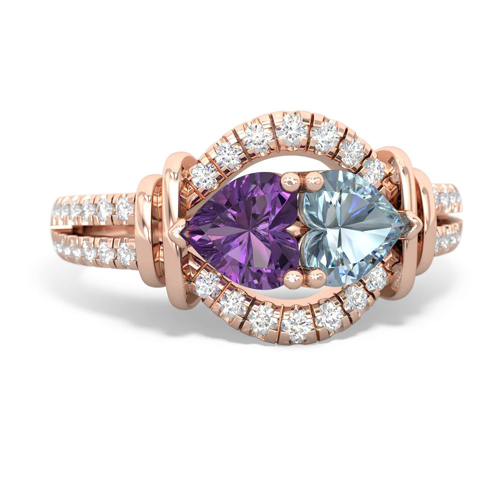 Amethyst Art-Deco Keepsake 14K Rose Gold ring R5630