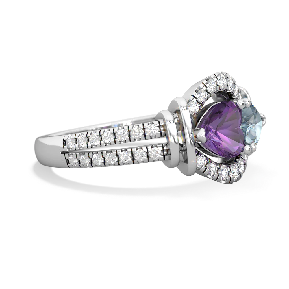 Amethyst Art-Deco Keepsake 14K White Gold ring R5630