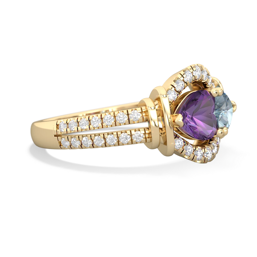 Amethyst Art-Deco Keepsake 14K Yellow Gold ring R5630