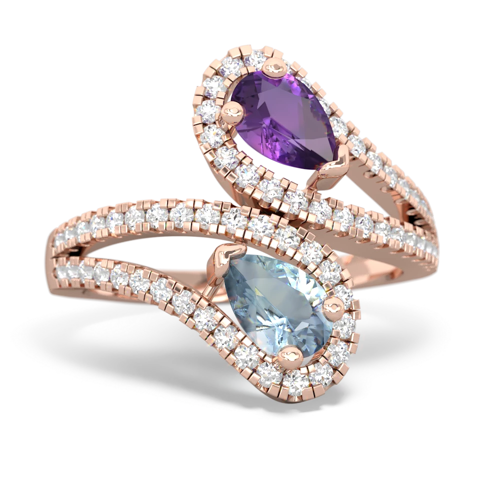 Amethyst Diamond Dazzler 14K Rose Gold ring R3000