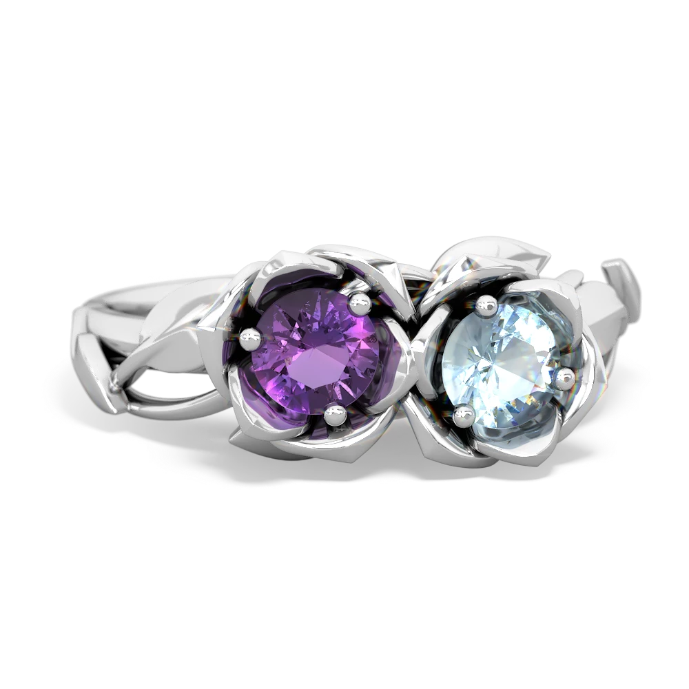 Amethyst Rose Garden 14K White Gold ring R5510