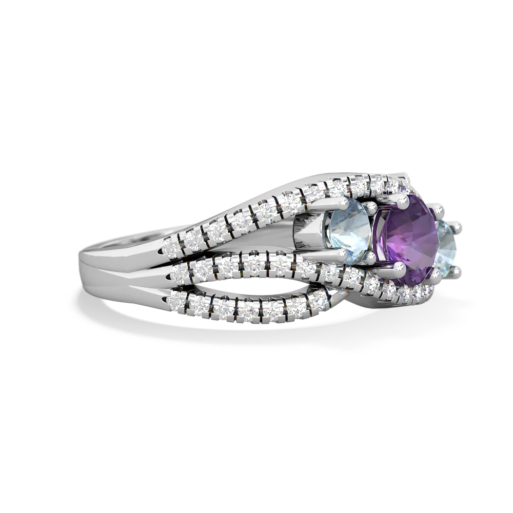 Amethyst Three Stone Aurora 14K White Gold ring R3080