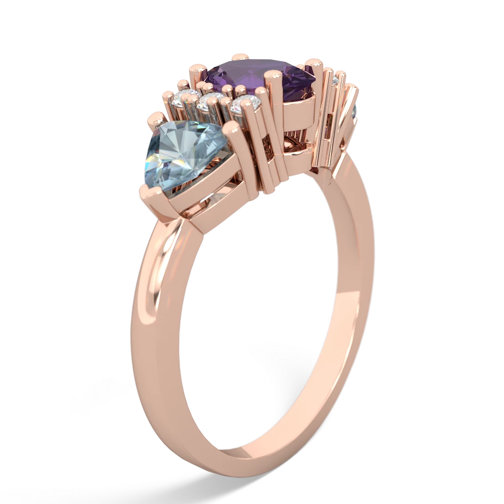 Amethyst Antique Style Three Stone 14K Rose Gold ring R2186