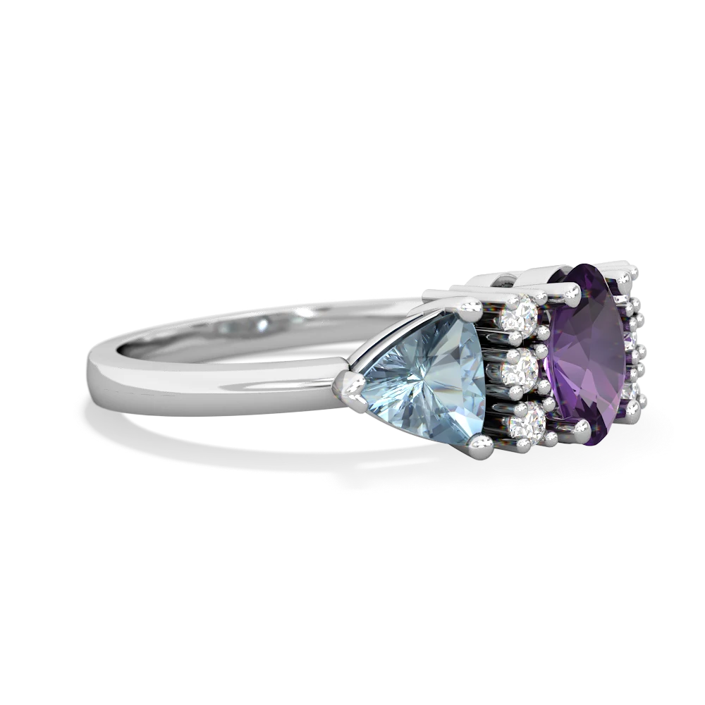 Amethyst Antique Style Three Stone 14K White Gold ring R2186