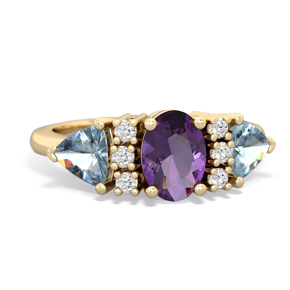 Amethyst Antique Style Three Stone 14K Yellow Gold ring R2186