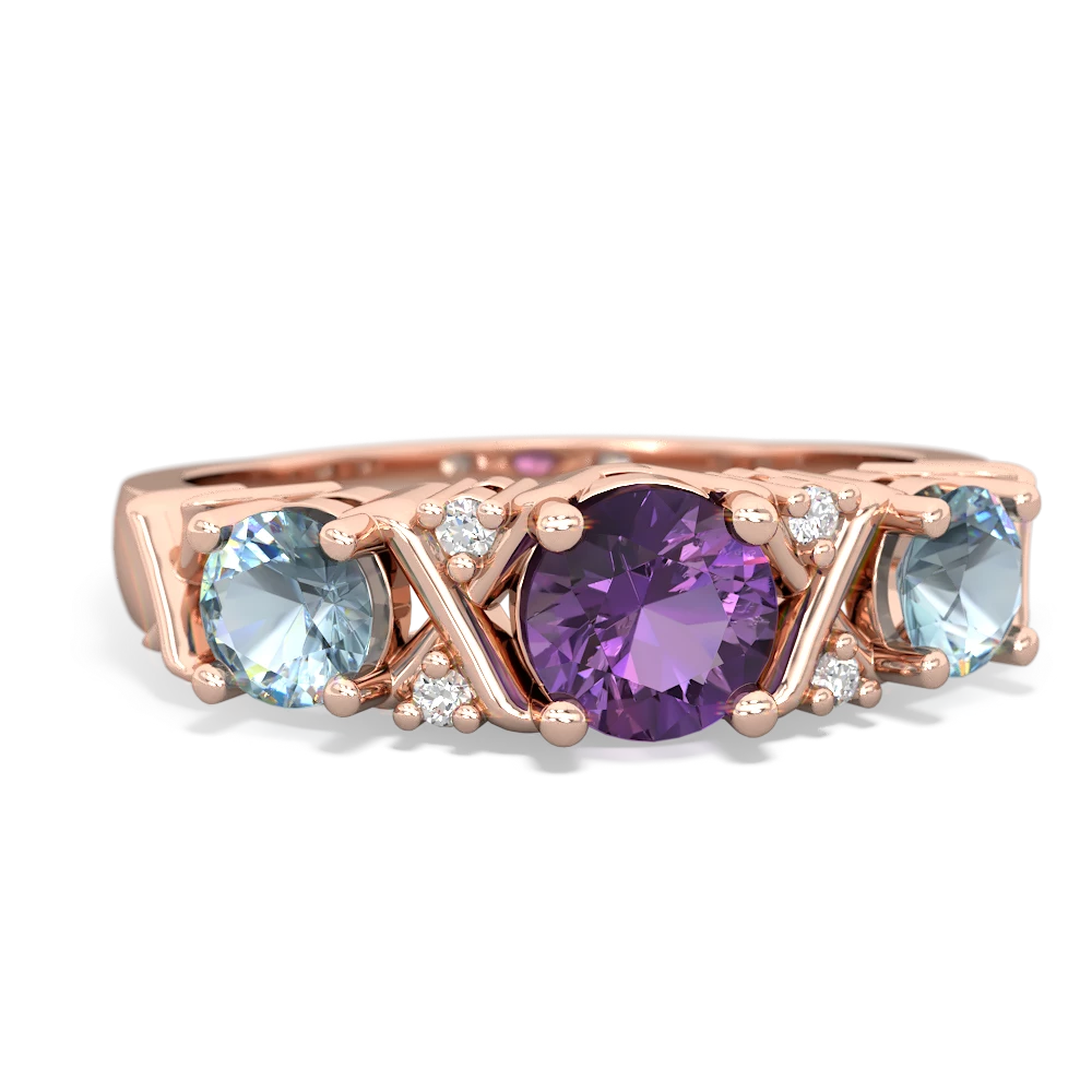 Amethyst Hugs And Kisses 14K Rose Gold ring R5016