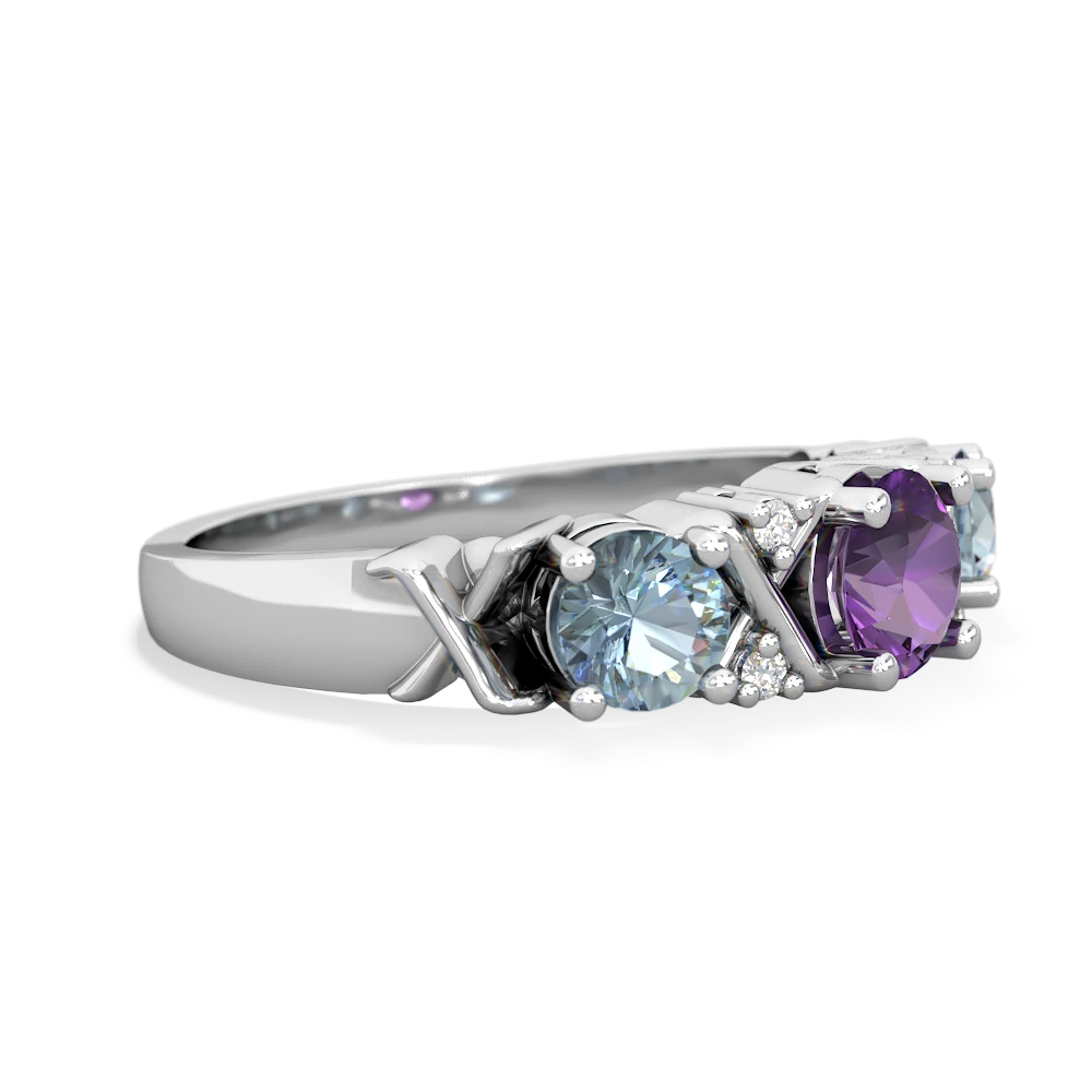 Amethyst Hugs And Kisses 14K White Gold ring R5016