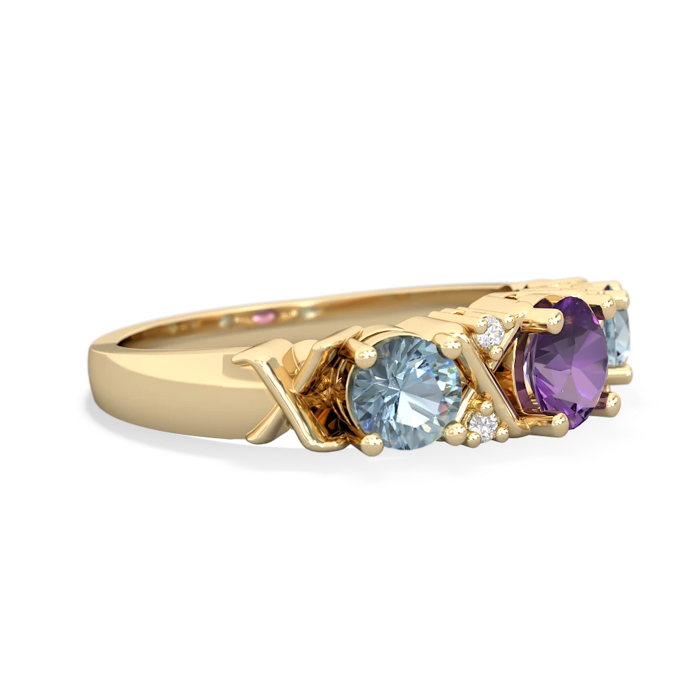 Amethyst Hugs And Kisses 14K Yellow Gold ring R5016