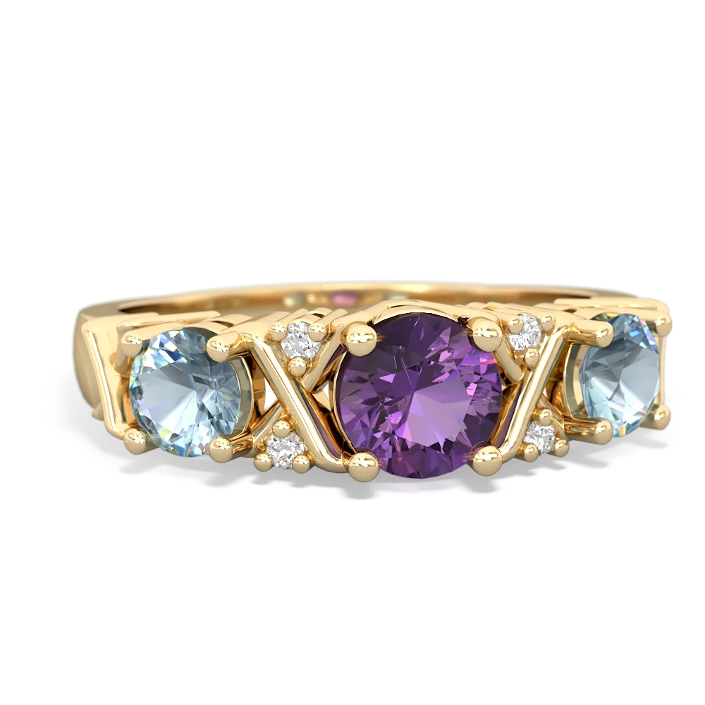 Amethyst Hugs And Kisses 14K Yellow Gold ring R5016