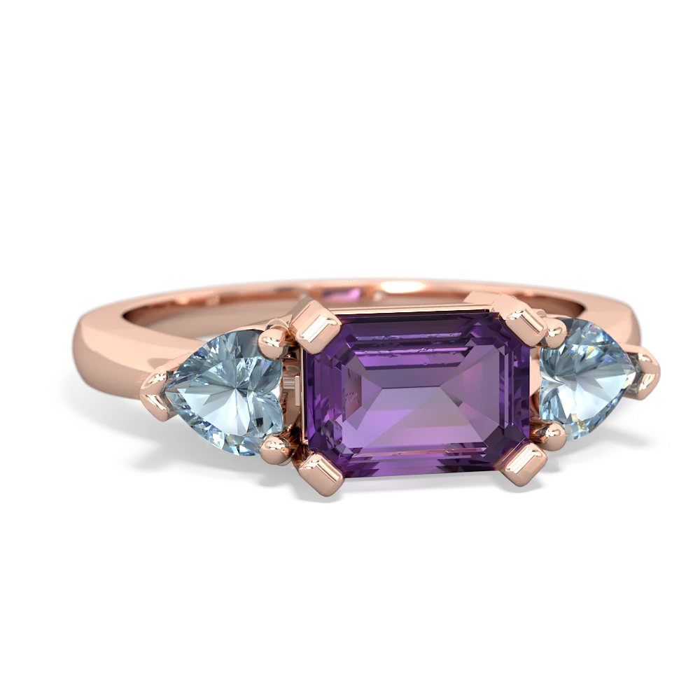 Amethyst Three Stone 14K Rose Gold ring R5235