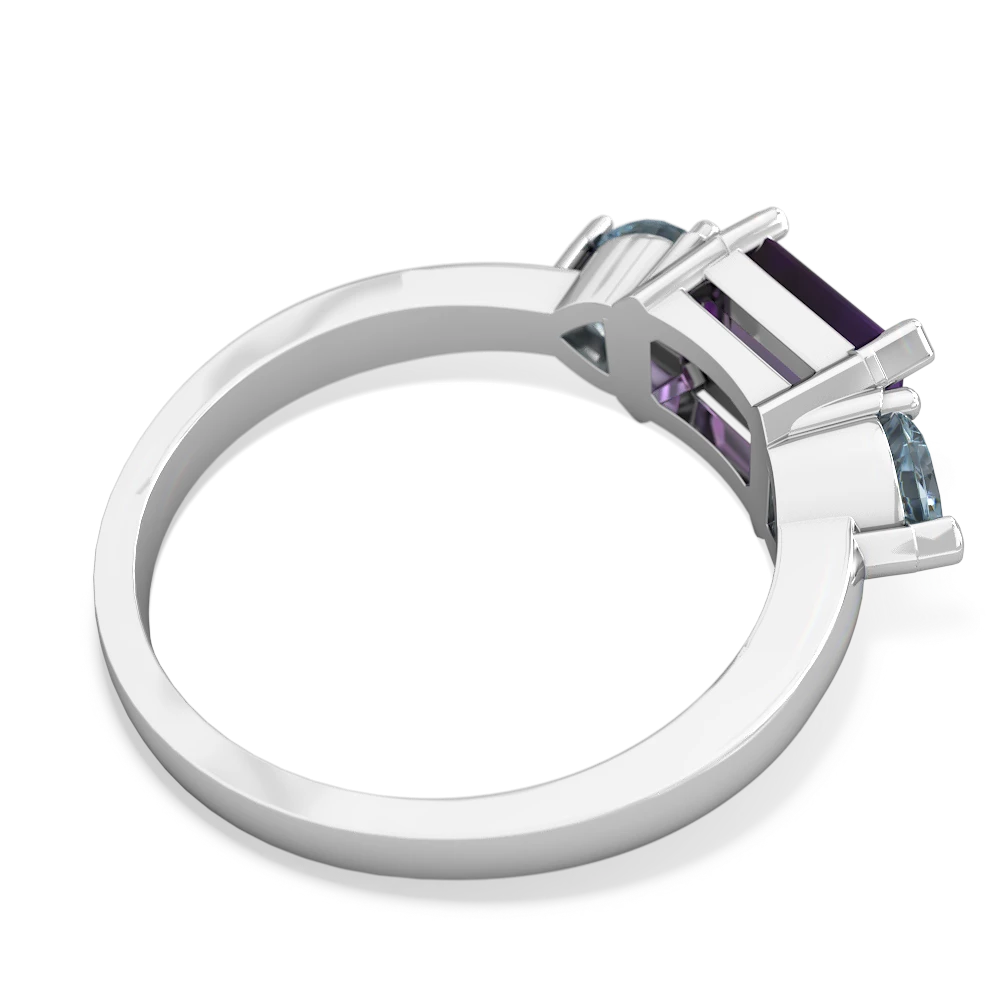 Amethyst Three Stone 14K White Gold ring R5235