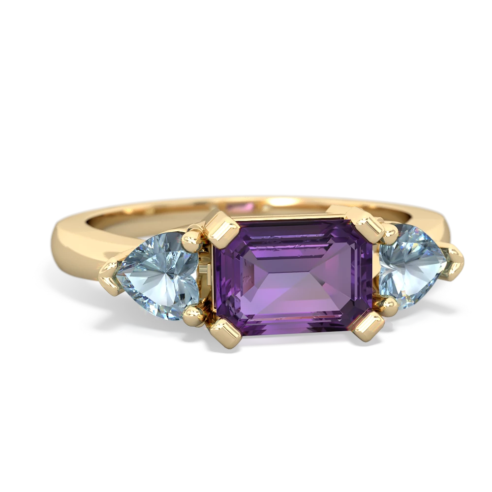 Amethyst Three Stone 14K Yellow Gold ring R5235