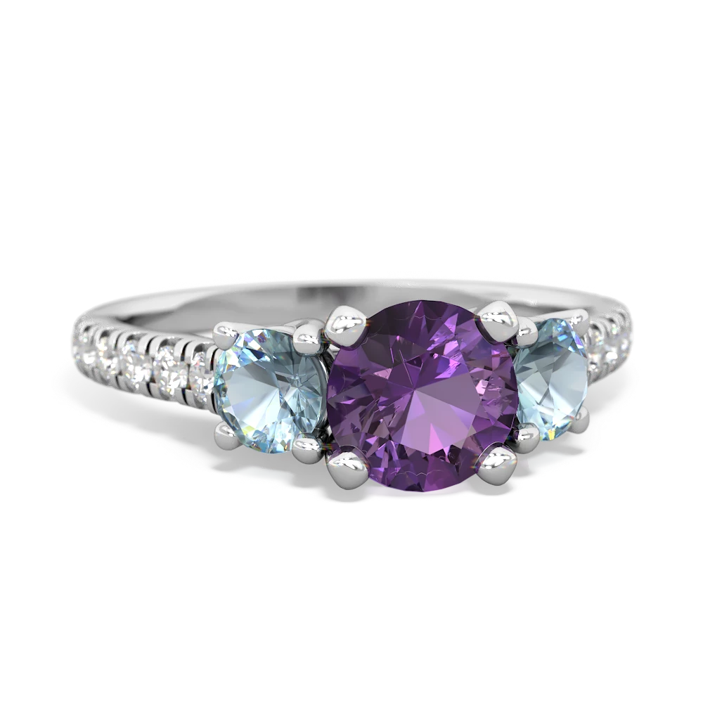 Amethyst Pave Trellis 14K White Gold ring R5500