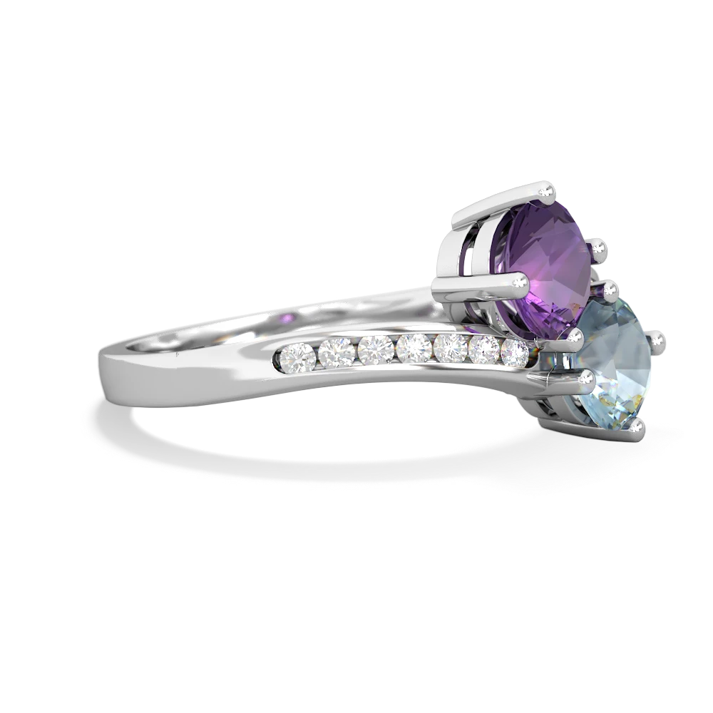 Amethyst Channel Set Two Stone 14K White Gold ring R5303