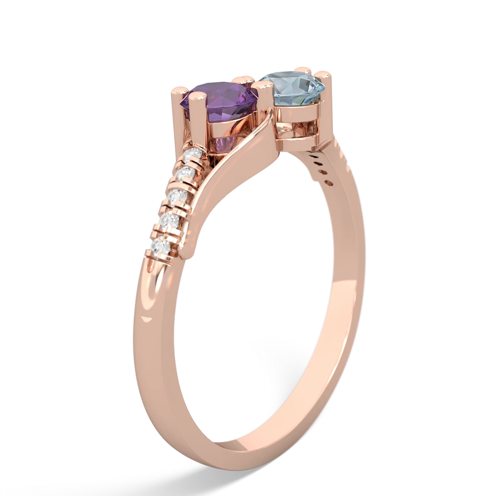 Amethyst Infinity Pave Two Stone 14K Rose Gold ring R5285