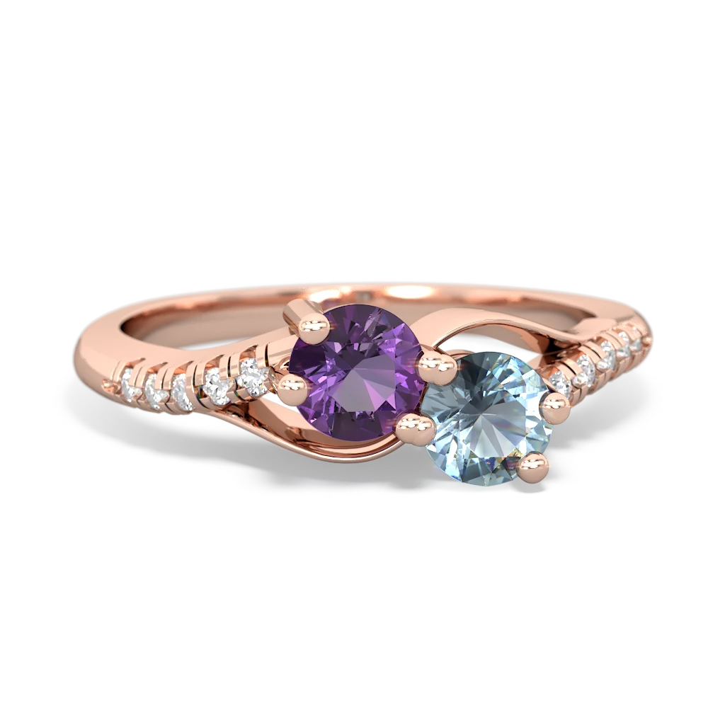 Amethyst Infinity Pave Two Stone 14K Rose Gold ring R5285