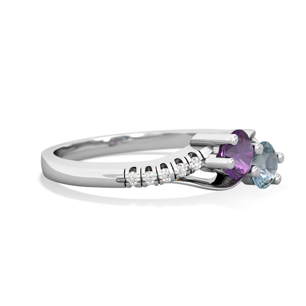 Amethyst Infinity Pave Two Stone 14K White Gold ring R5285