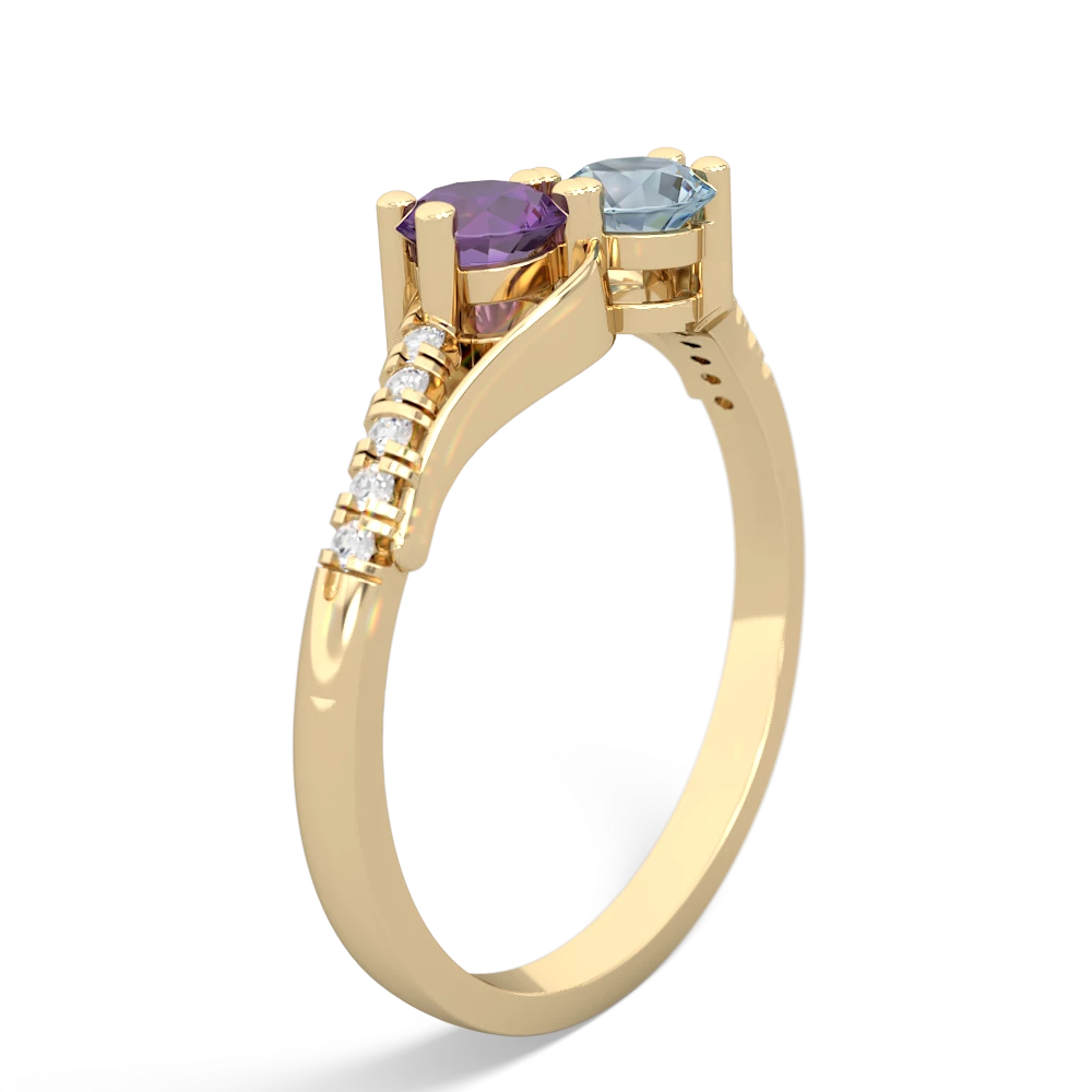 Amethyst Infinity Pave Two Stone 14K Yellow Gold ring R5285