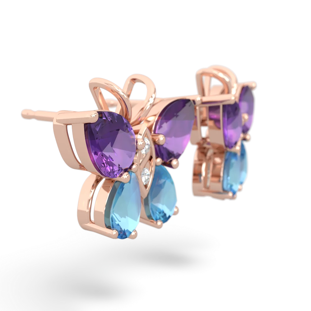 Amethyst Butterfly 14K Rose Gold earrings E2215