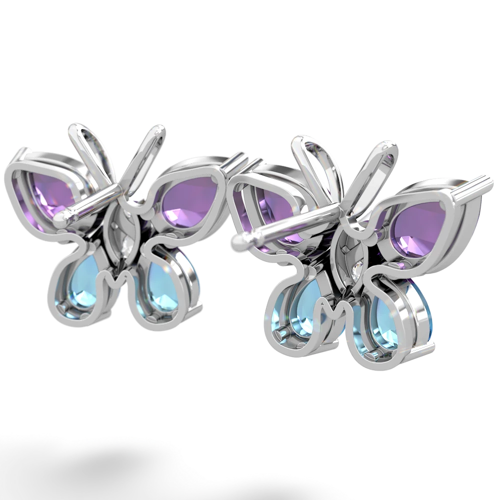 Amethyst Butterfly 14K White Gold earrings E2215