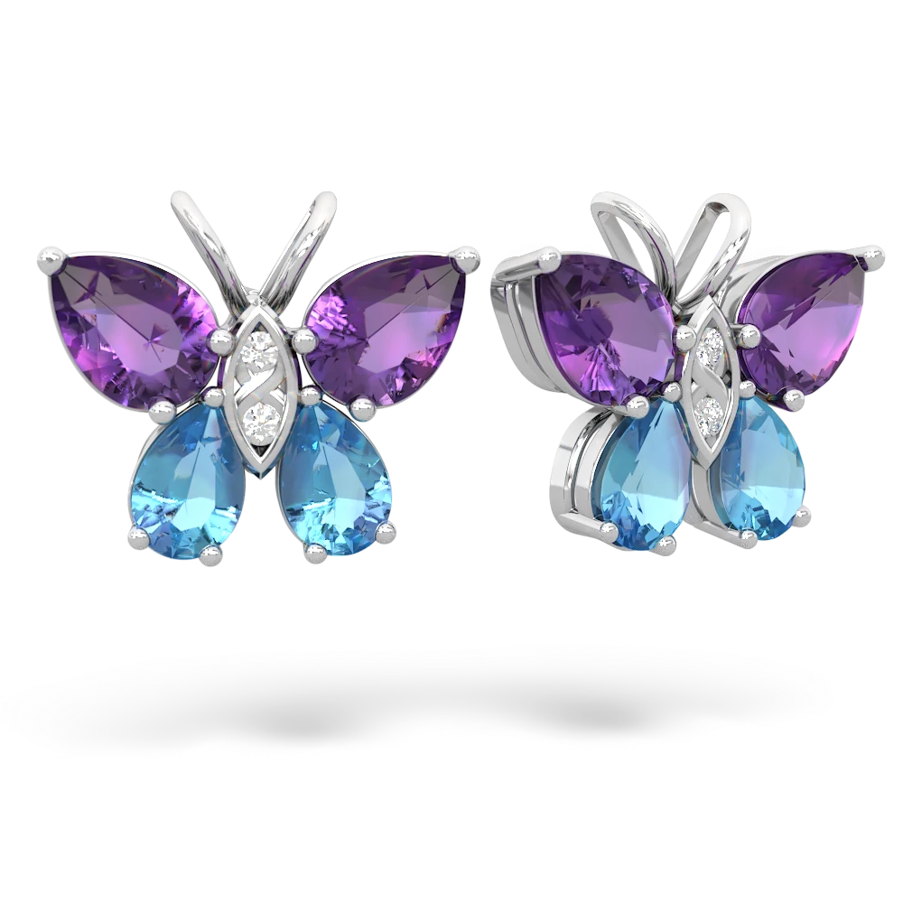 Amethyst Butterfly 14K White Gold earrings E2215