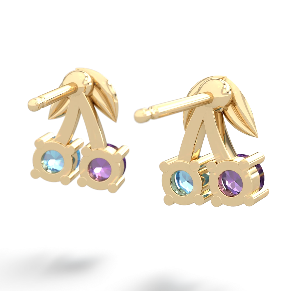 Amethyst Sweet Cherries 14K Yellow Gold earrings E7001