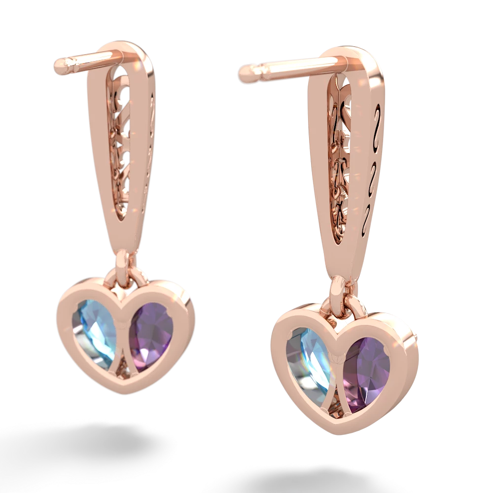 Amethyst Filligree Heart 14K Rose Gold earrings E5070