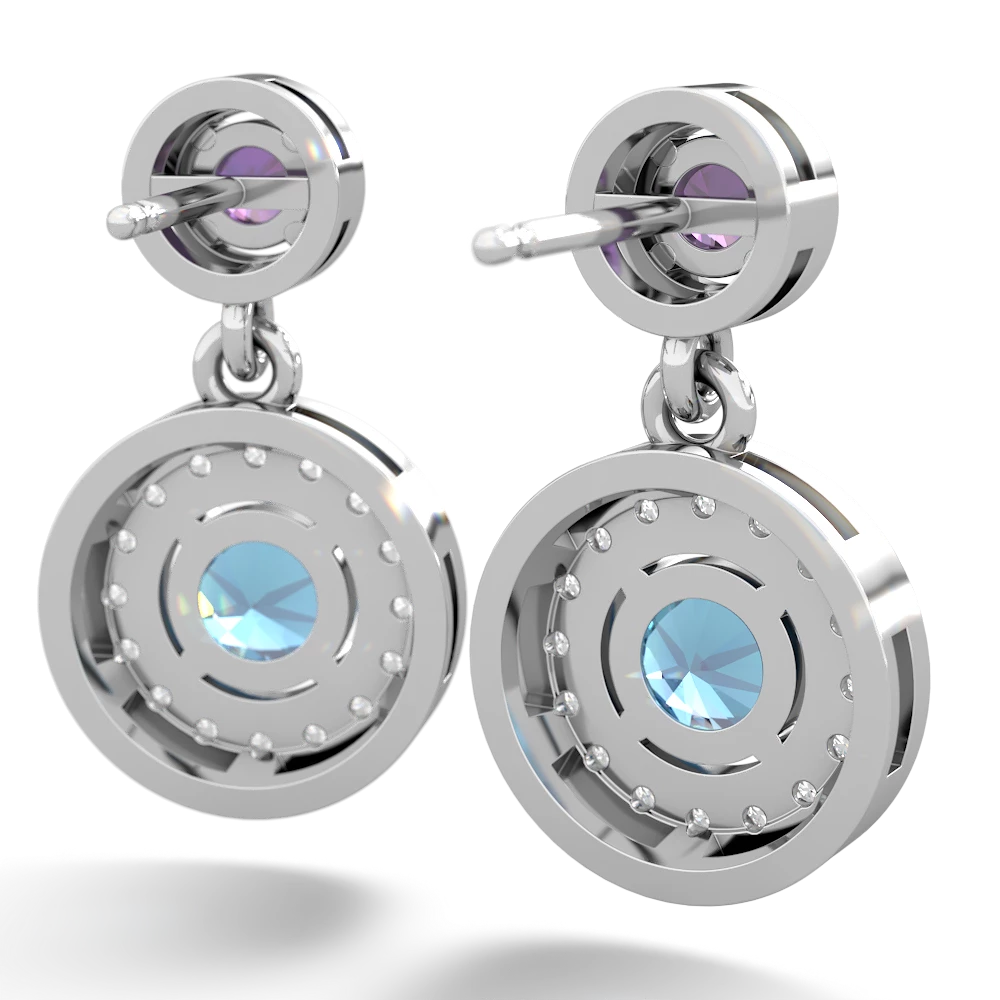 Amethyst Halo Dangle 14K White Gold earrings E5319