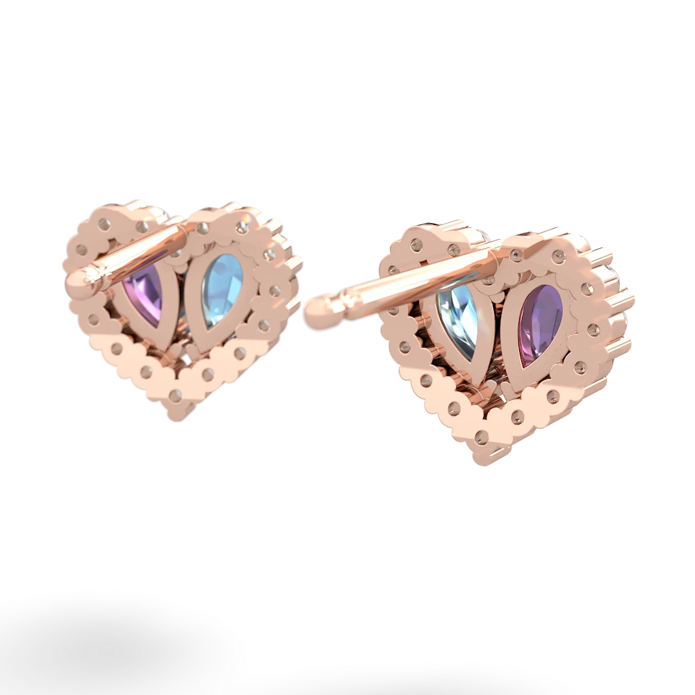 Amethyst Halo 14K Rose Gold earrings E7008