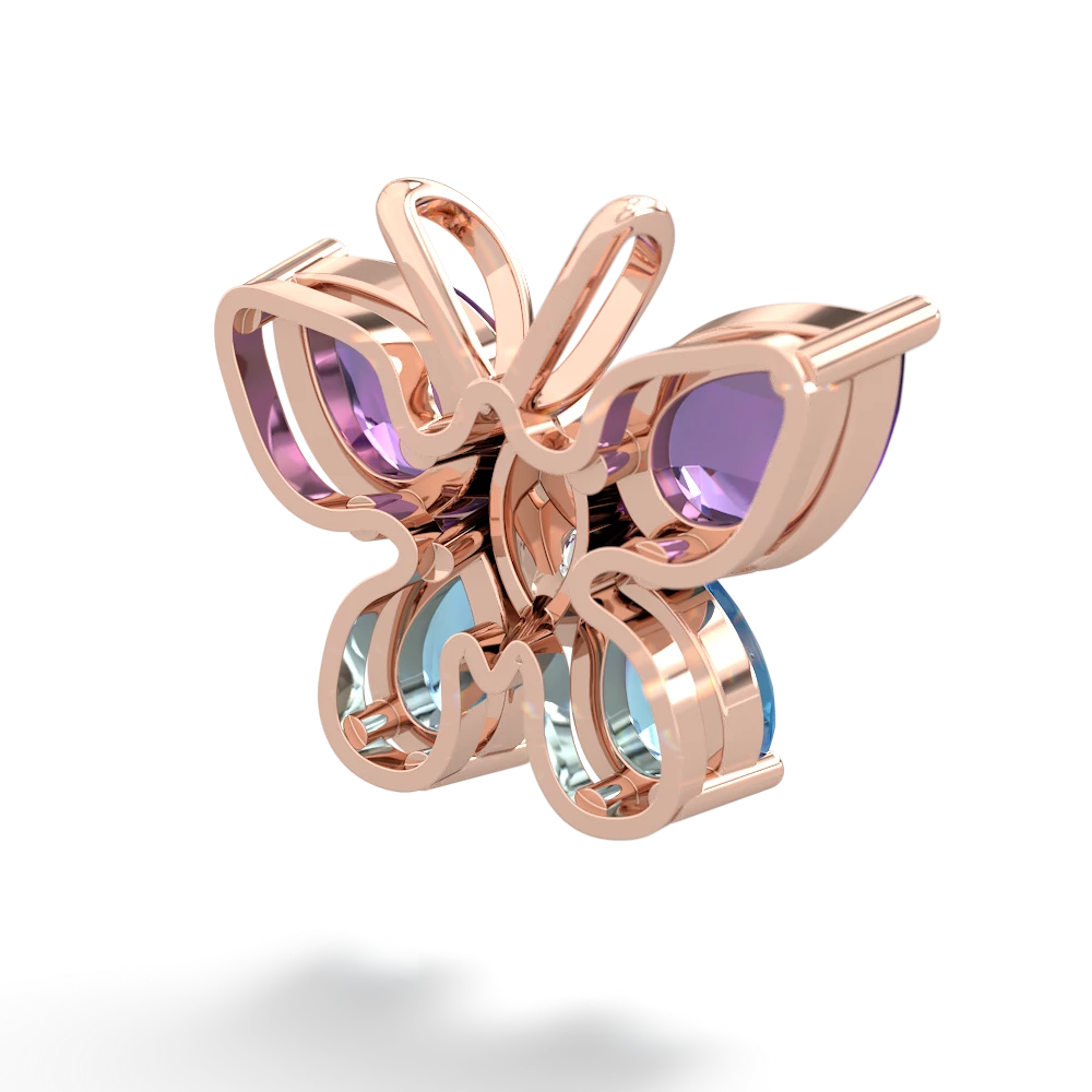 Amethyst Butterfly 14K Rose Gold pendant P2215