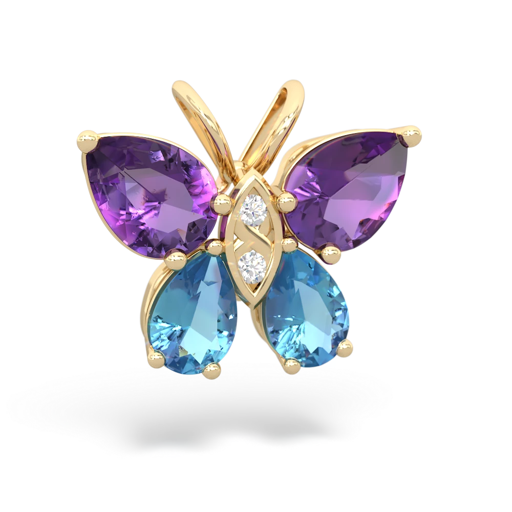 Amethyst Butterfly 14K Yellow Gold pendant P2215