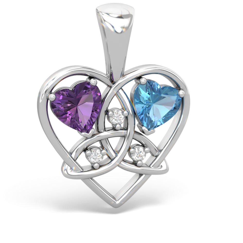 Amethyst Celtic Trinity Heart 14K White Gold pendant P5331