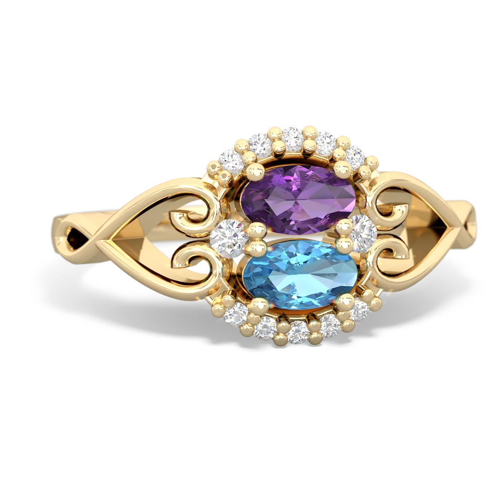 Amethyst Love Nest 14K Yellow Gold ring R5860