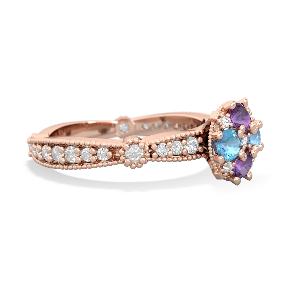 Amethyst Sparkling Tiara Cluster 14K Rose Gold ring R26293RD