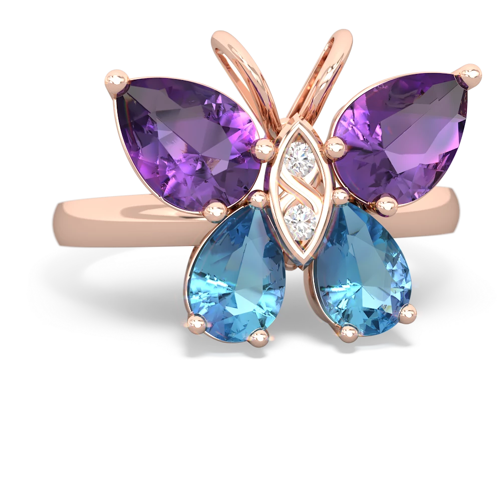 Amethyst Butterfly 14K Rose Gold ring R2215