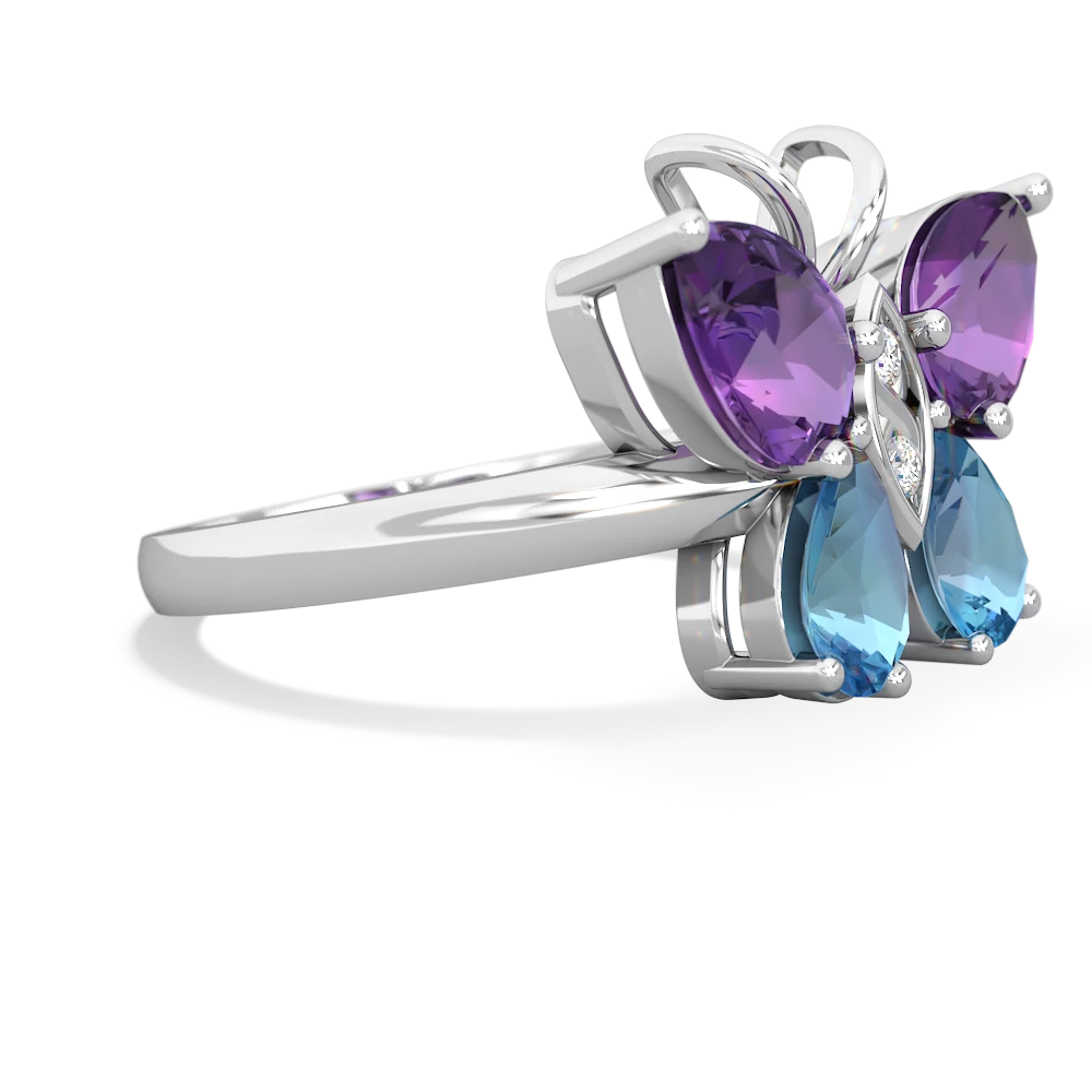 Amethyst Butterfly 14K White Gold ring R2215