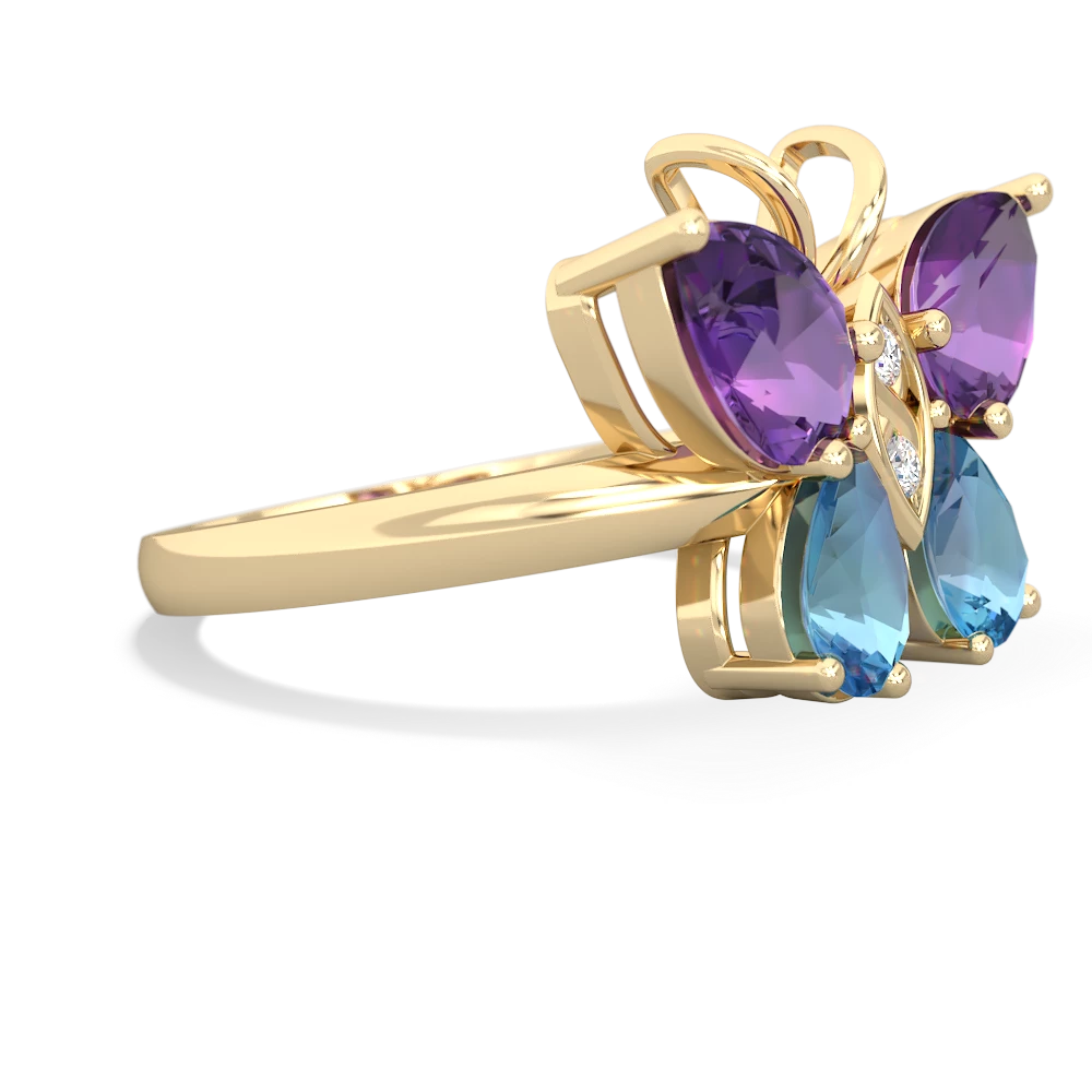 Amethyst Butterfly 14K Yellow Gold ring R2215