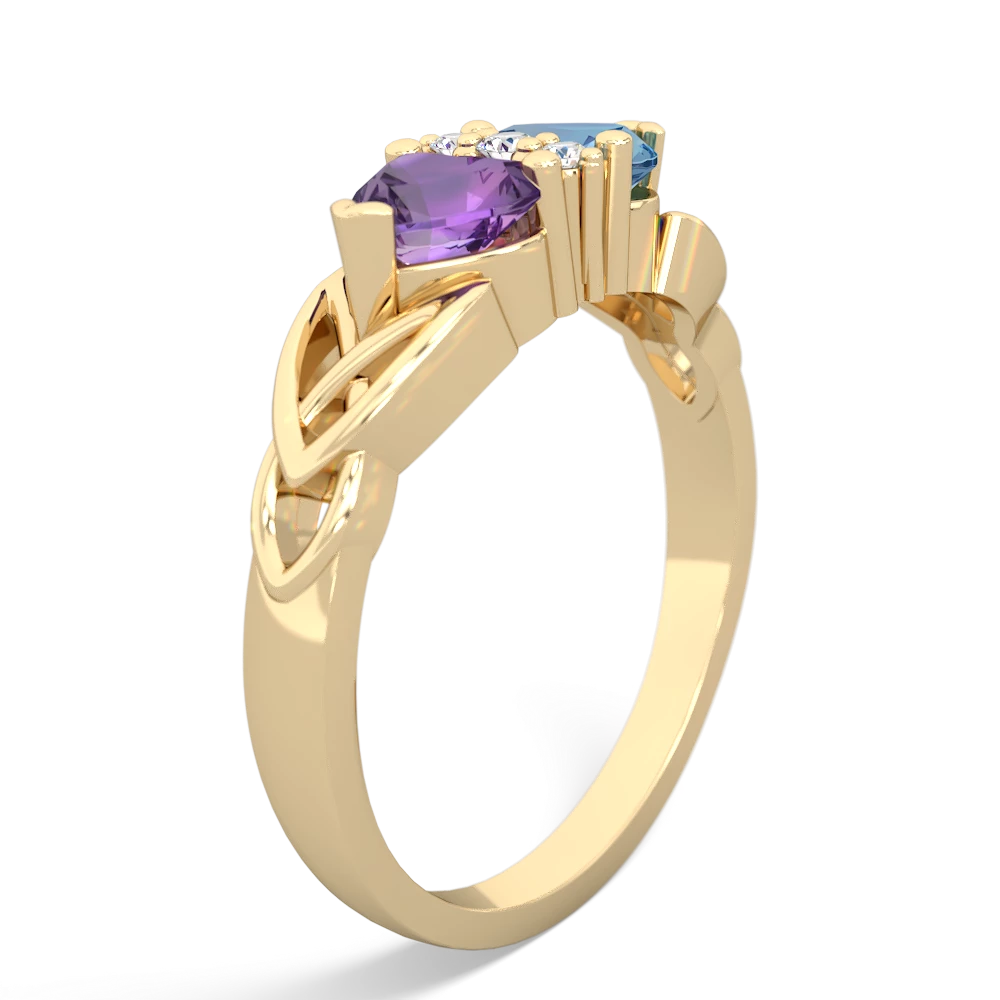 Amethyst Celtic Knot Double Heart 14K Yellow Gold ring R5040